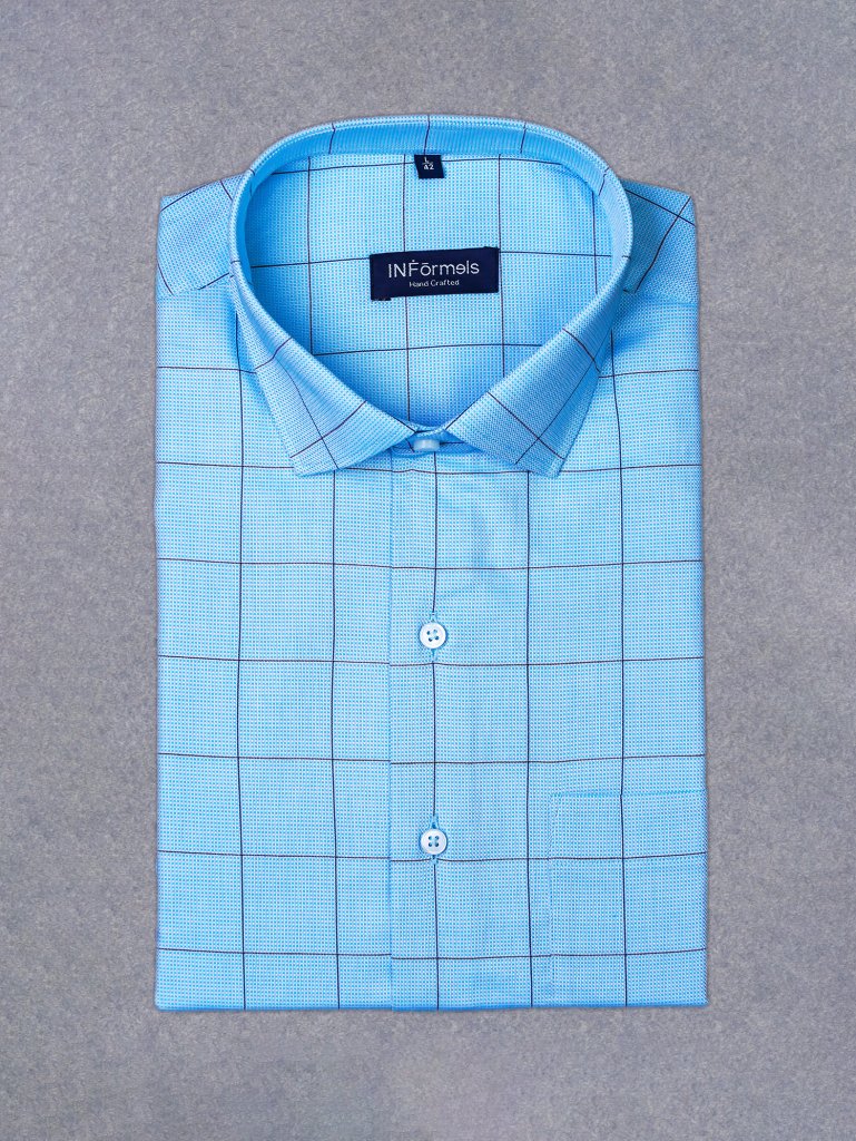 Anthony sky blue black plaid shirt