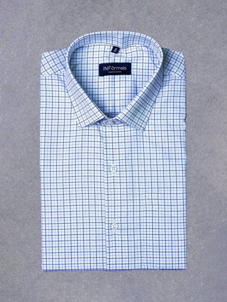 Carlos blue black gingham checks shirt