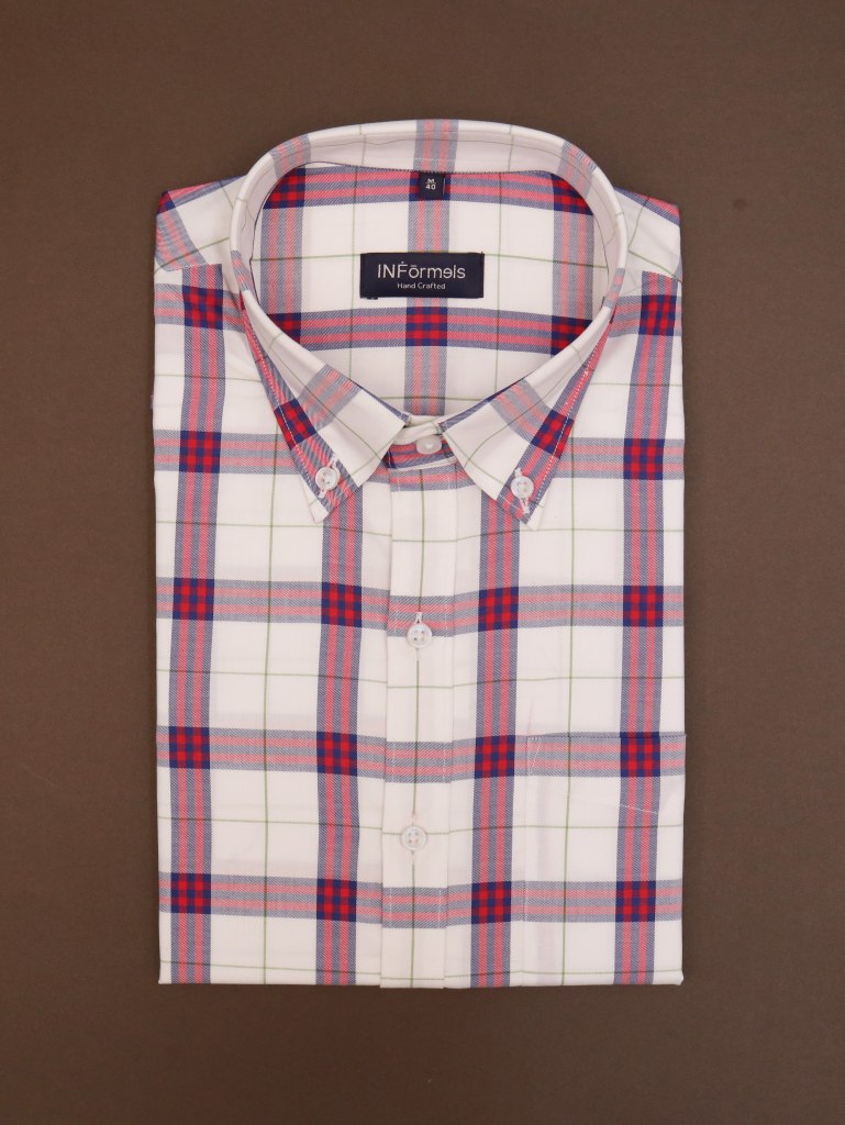 Crimson Classic White Red Checks Button Down Shirt