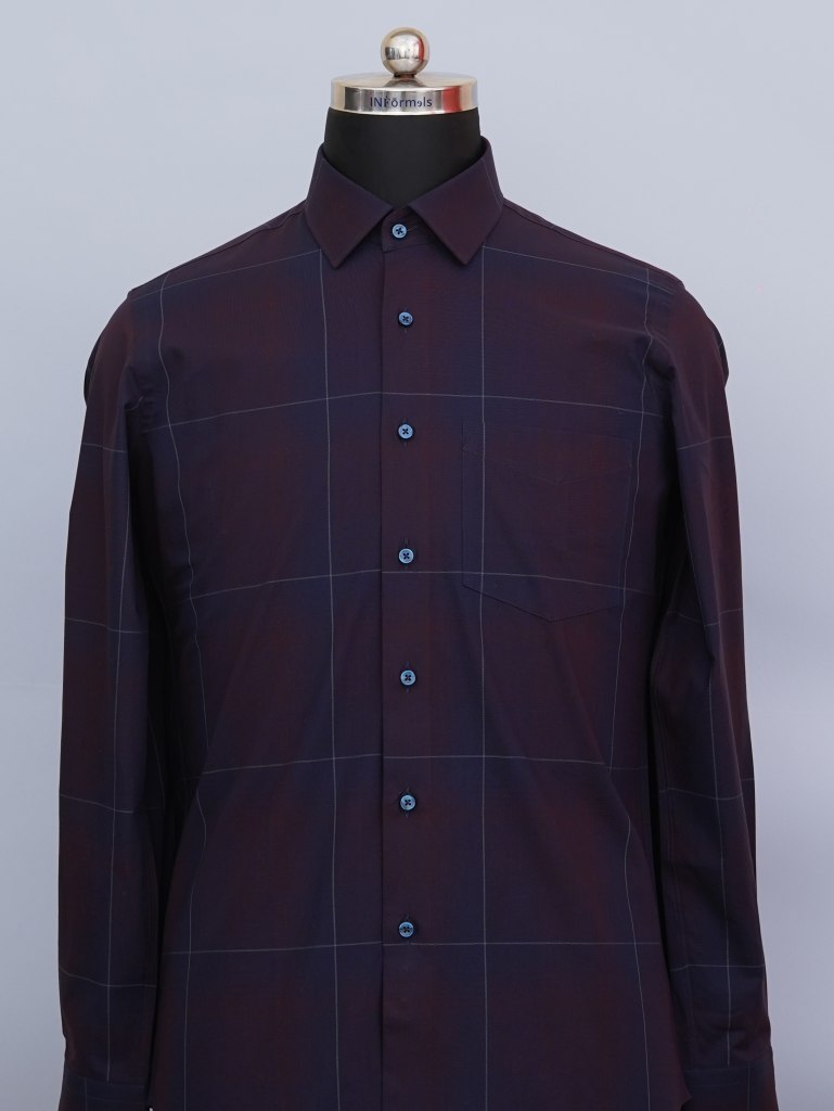 Buy Deep Blue Hush Checks Shirt at INR 1958 online from Informels Smart ...