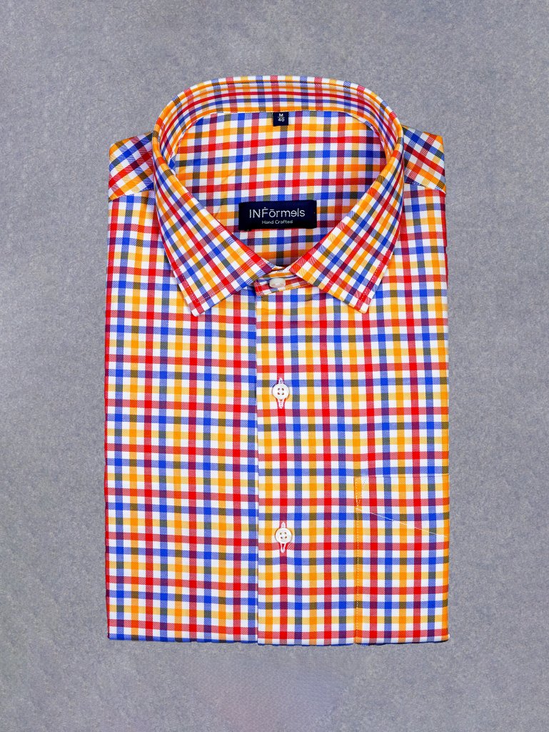 Fedele red  blue yellow checks shirt