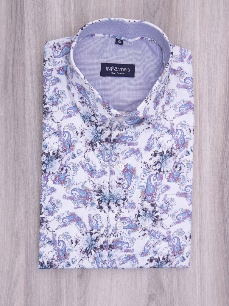 Felisto Purple paisley printed shirt