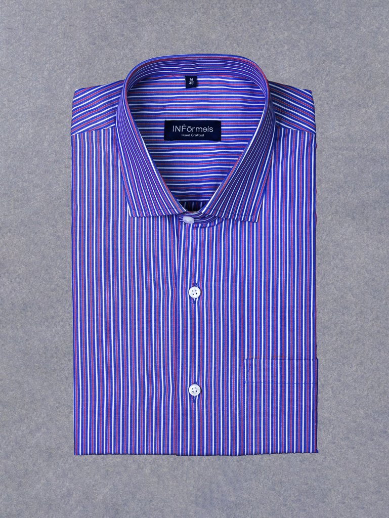 Gabriel blue purple white stripe shirt