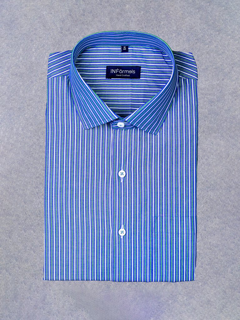 Henry blue green stripe shirt