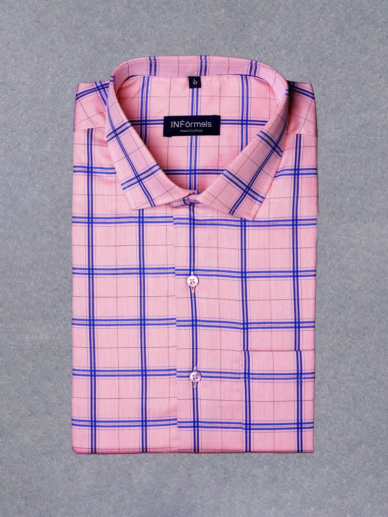 Lemuel orange royal blue checkered shirt