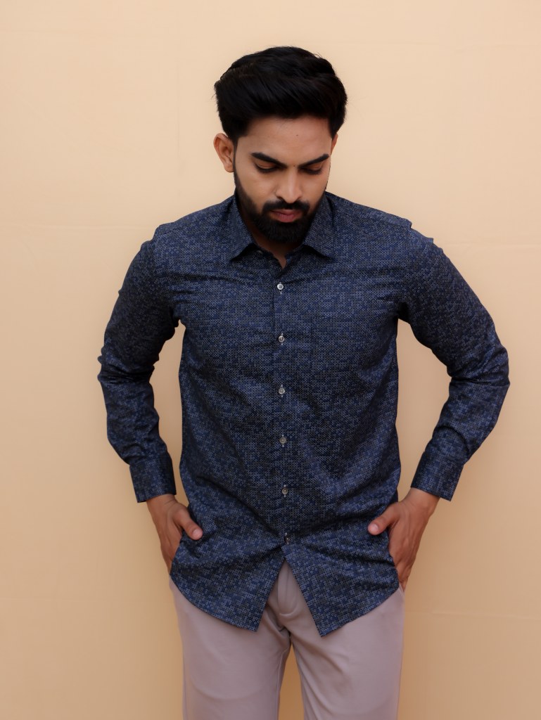 Navy Medallion Printed Shirt