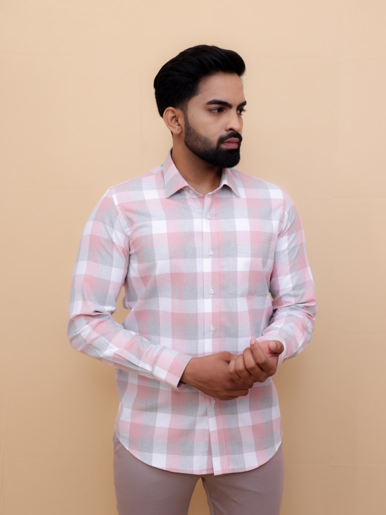 Oceanic Pink Mid Checks Shirt