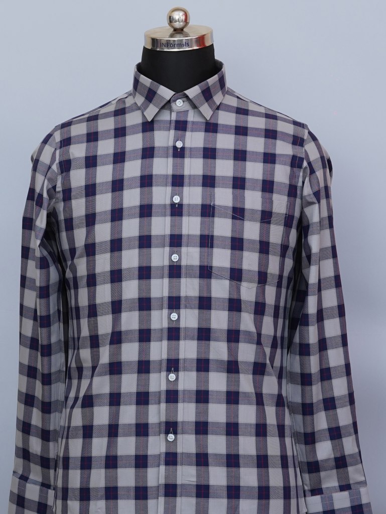 Silvery Blue Cadence Grey Blue Checks Shirt