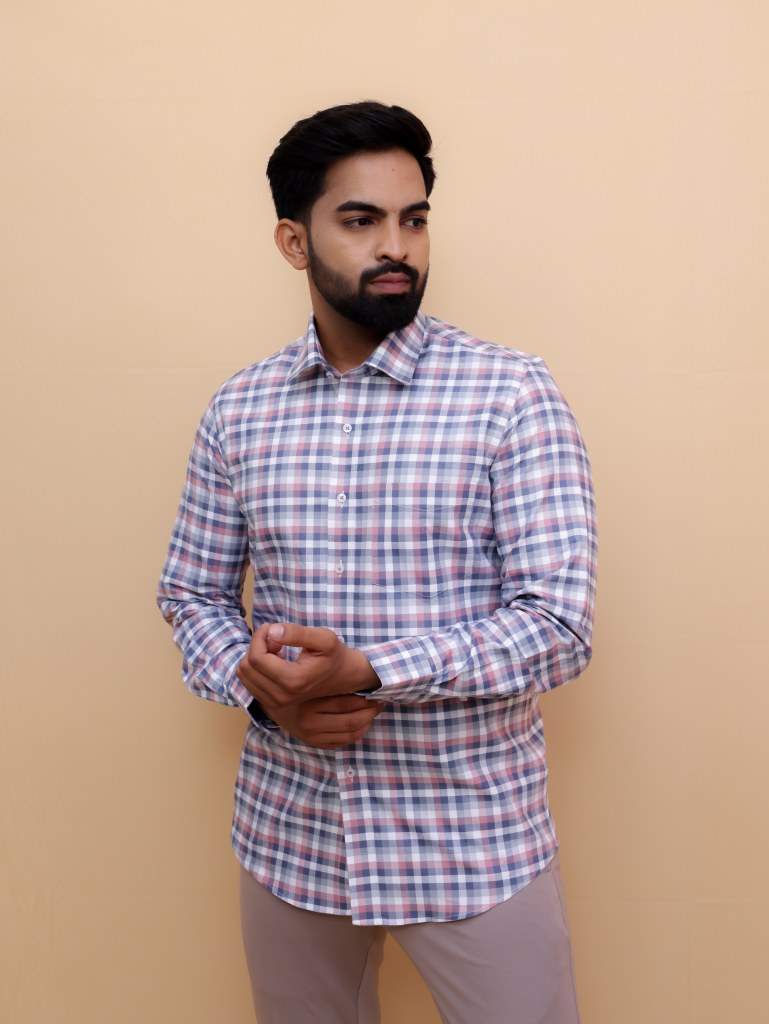 Soft Grid Elegance Checks Shirt