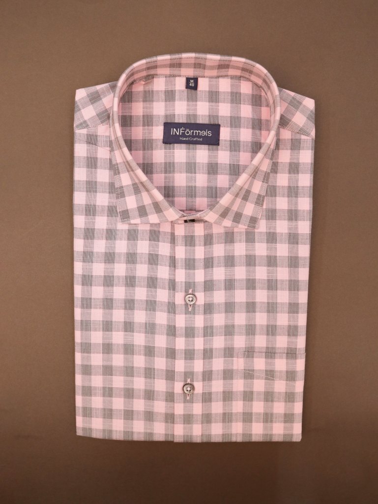 Subtle Peach Mosaic Checks Shirt