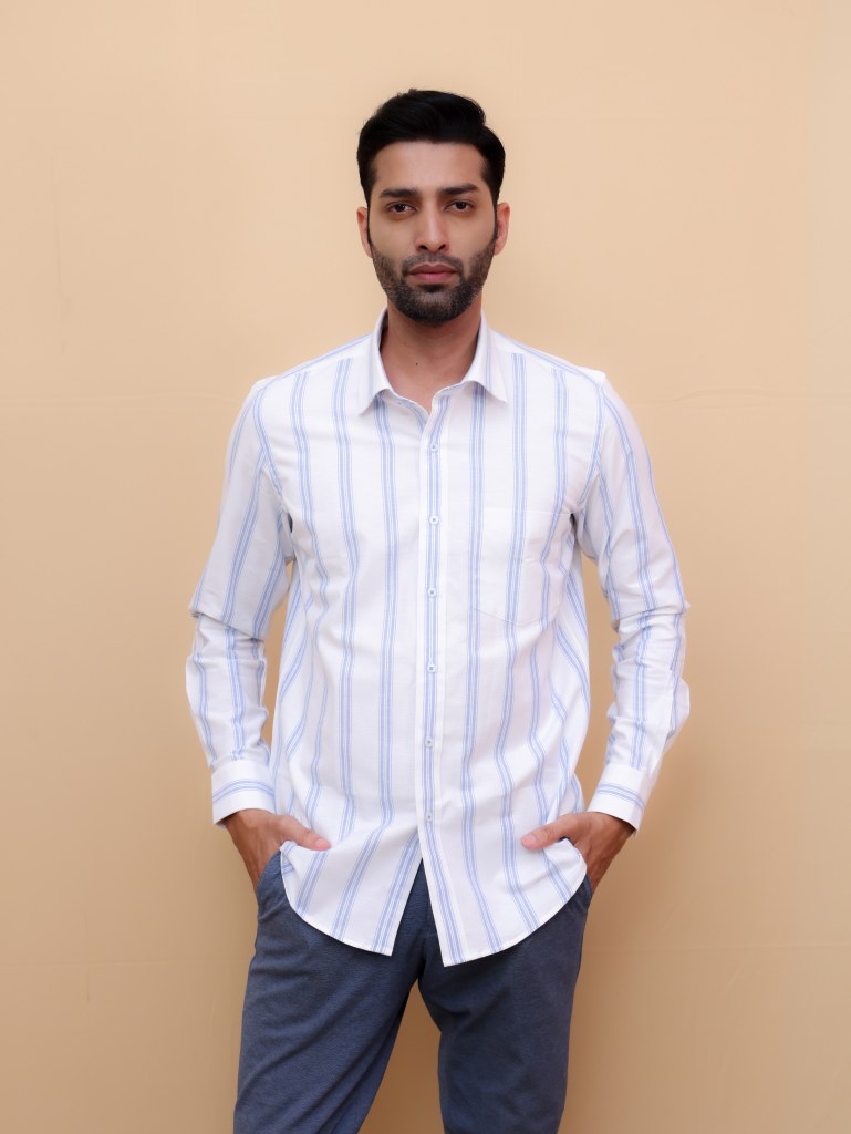 White Skyline Stripe Oxford Shirt