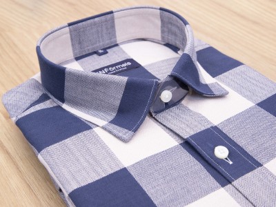 Admiral Navy blue cream plaid shirt