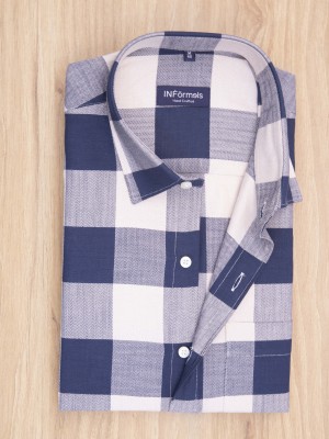 Admiral Navy blue cream plaid shirt