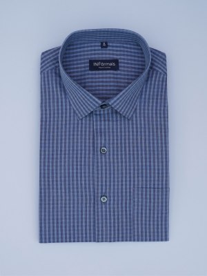 Blue Horizon Grid Grey Blue Checks Shirt