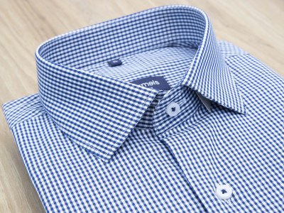 Bruce navy white gingham shirt