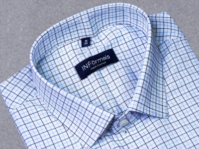 Carlos blue black gingham checks shirt