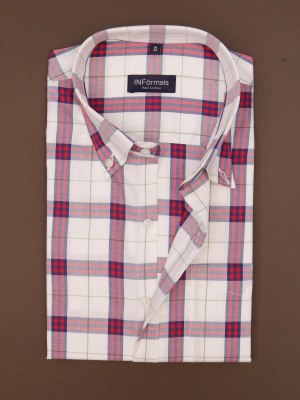 Crimson Classic White Red Checks Button Down Shirt