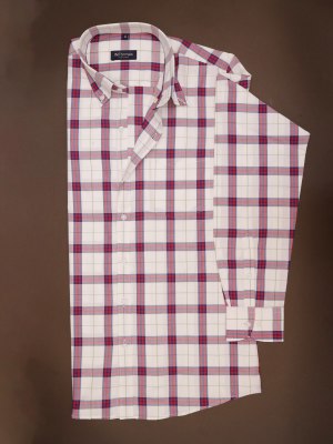 Crimson Classic White Red Checks Button Down Shirt