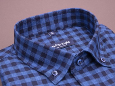 Deep blue sea checkered button down shirt