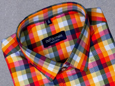 Gabino Red maroon yellow checkered shirt