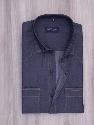 Hebron charchoal blue denim shirt 