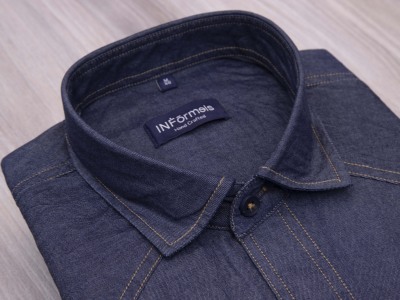 Hebron charchoal blue denim shirt 