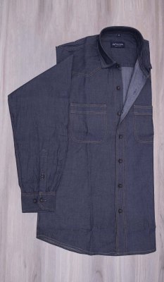 Hebron charchoal blue denim shirt 