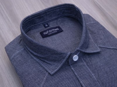 James denim grey and white button shirt