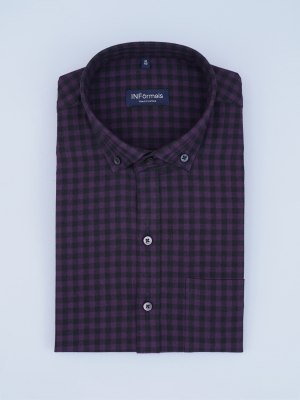 Mahogany Shadow Small Checks Button Down Shirt