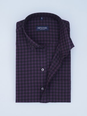 Mahogany Shadow Small Checks Button Down Shirt