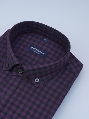 Mahogany Shadow Small Checks Button Down Shirt