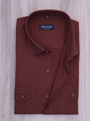 Merlot Marvel Burgundy Twill Casual Shirt