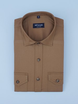 Mocha Duo Twill Casual Shirt