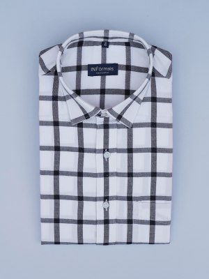 Monochrome Classic Black Checks White Shirt