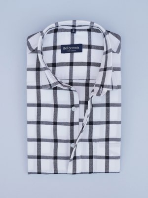 Monochrome Classic Black Checks White Shirt