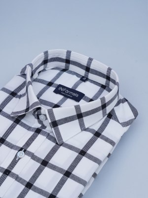 Monochrome Classic Black Checks White Shirt