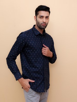 Navy Cherry Bloom Printed Shirt