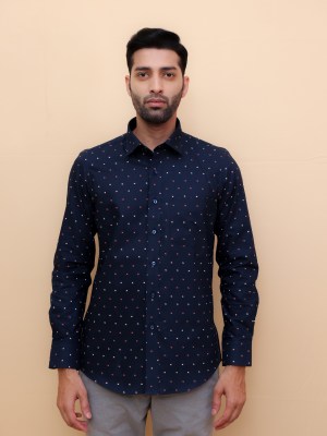 Navy Cherry Bloom Printed Shirt