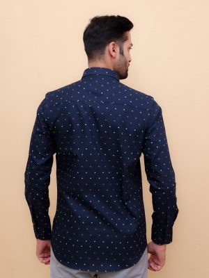 Navy Cherry Bloom Printed Shirt