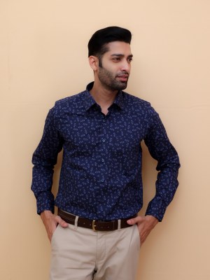 Navy Flora Printed Shirt