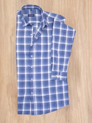 Peacock blue plaid shirt