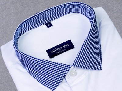 Romeo white shirt with checks collar