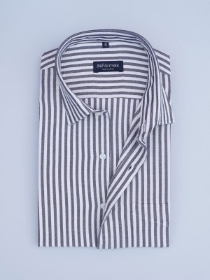 Steel Mist Stripes Black and White Twill Shirt