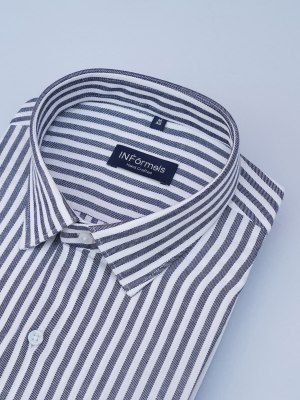 Steel Mist Stripes Black and White Twill Shirt