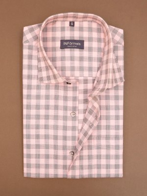 Subtle Peach Mosaic Checks Shirt