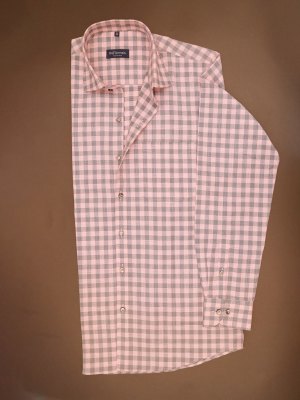 Subtle Peach Mosaic Checks Shirt