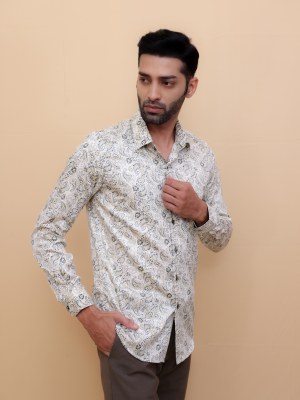 Vintage Olive Paisley Printed Shirt