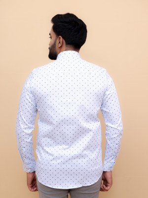 White with Blue Qubic Printed Shirt